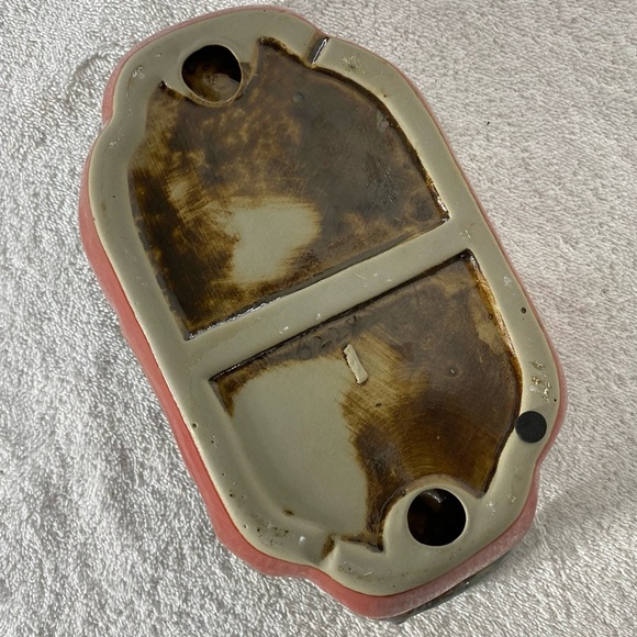 Ceramic Handled Small Platter Red Oblong Shaped Christmas Style w/Holly Border - Picture 4 of 11